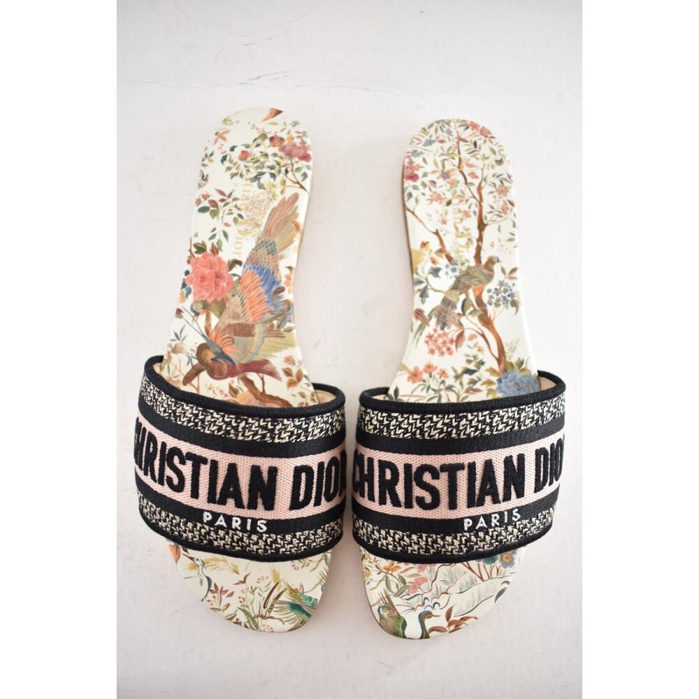 Christian Dior Dway Jardín D’ Hiver Embroidered Logo Slide Mule Flat Sandal 39 - Picture 9 of 15